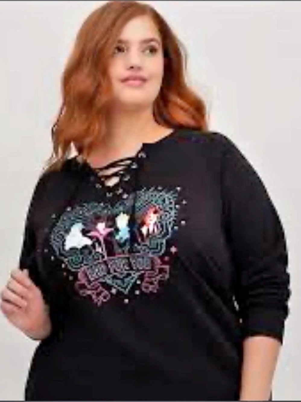 Torrid/Disney Villains Graphic Lace-Up Sweatshirt Black 4X NWT